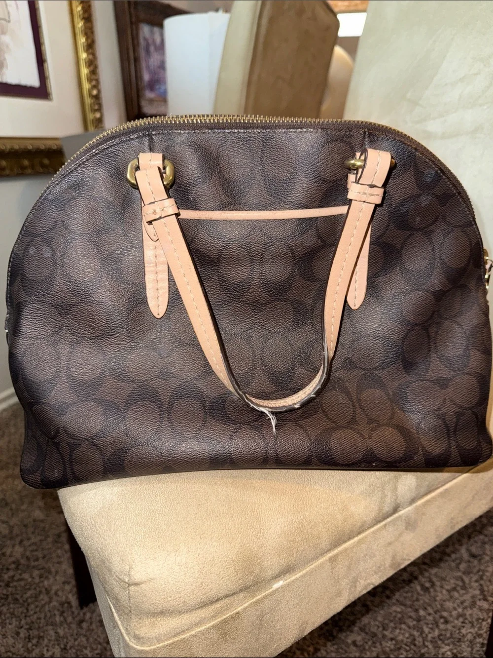 Coach Brown Signature Peyton Dome Satchel - Picture 2 of 16